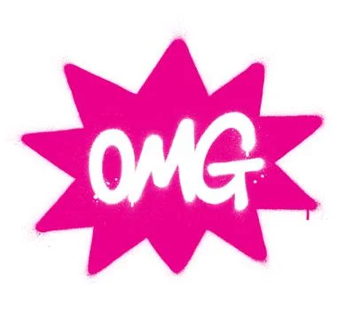 Graffiti OMG abbreviation sprayed in white over pink star Stock Illustration