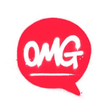 Graffiti omg text in red textballoon sprayed over white Stock Illustration