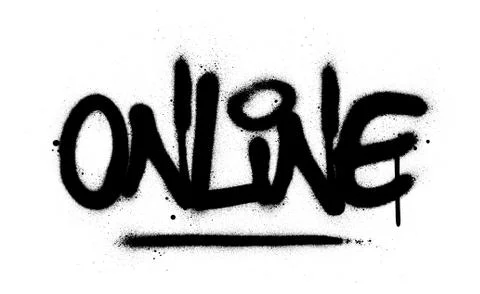 Graffiti online word sprayed in black over white Stock Illustration
