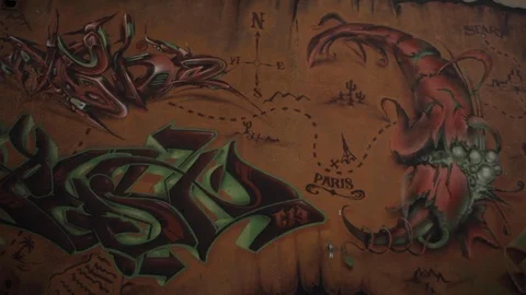 Graffiti on Orange Wall Video stock 102908386