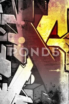 Graffiti over old dirty wall, urban hip hop background gray texture painted w Stock Illustration