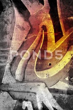 Graffiti over old dirty wall, urban hip hop background gray texture painted w Stock Illustration