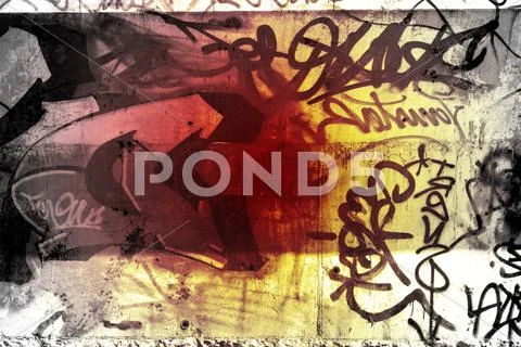 Graffiti over old dirty wall, urban hip hop background gray texture painted w Stock Illustration
