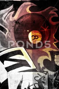 Graffiti over old dirty wall, urban hip hop background gray texture painted w Stock Illustration