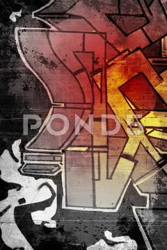 Graffiti over old dirty wall, urban hip hop background gray texture painted w Stock Illustration