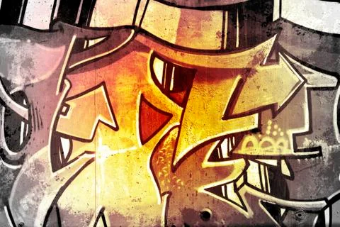 Graffiti over old dirty wall, urban hip hop background gray texture painted w Stock Illustration