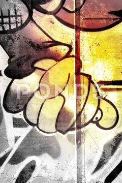 Graffiti over old dirty wall, urban hip hop background gray texture painted w Stock Illustration