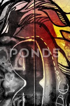 Graffiti over old dirty wall, urban hip hop background gray texture painted w Stock Illustration