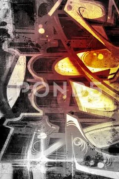 Graffiti over old dirty wall, urban hip hop background gray texture painted w Stock Illustration