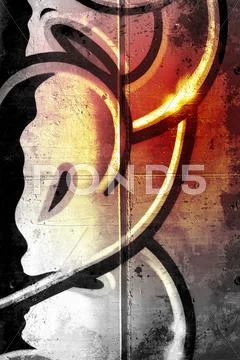 Graffiti over old dirty wall, urban hip hop background gray texture painted w Stock Illustration