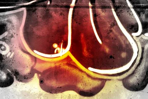 Graffiti over old dirty wall, urban hip hop background gray texture painted w Stock Illustration