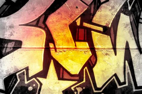 Graffiti over old dirty wall, urban hip hop background gray texture painted w Stock Illustration