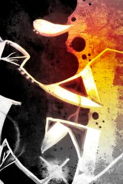 Graffiti over old dirty wall, urban hip hop background gray texture painted w Ilustração Stock