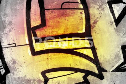 Graffiti over old dirty wall, urban hip hop background gray texture painted w Stock Illustration