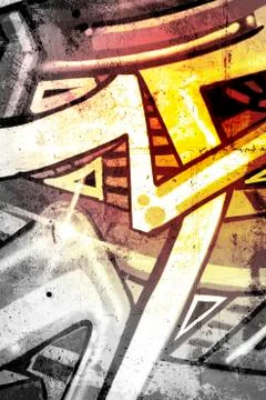 Graffiti over old dirty wall, urban hip hop background gray texture painted w Stock Illustration