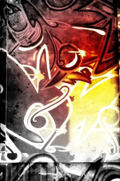 Graffiti over old dirty wall, urban hip hop background gray texture painted w Stock Illustration