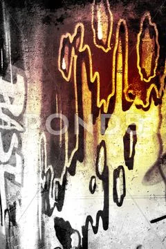 Graffiti over old dirty wall, urban hip hop background gray texture painted w Stock Illustration