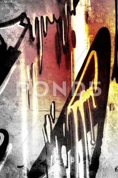 Graffiti over old dirty wall, urban hip hop background gray texture painted w Stock Illustration