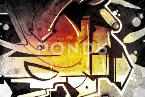 Graffiti over old dirty wall, urban hip hop background gray texture painted w Stock Illustration