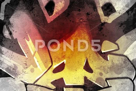 Graffiti over old dirty wall, urban hip hop background gray texture painted w Stock Illustration