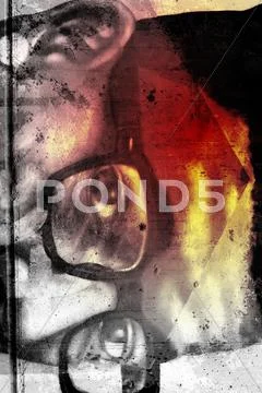 Graffiti over old dirty wall, urban hip hop background gray texture painted w Stock Illustration