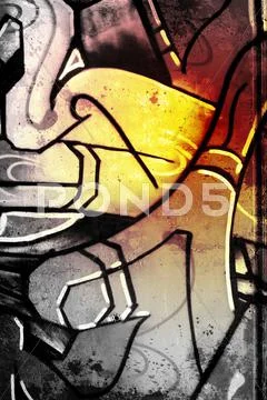 Graffiti over old dirty wall, urban hip hop background gray texture painted w Stock Illustration