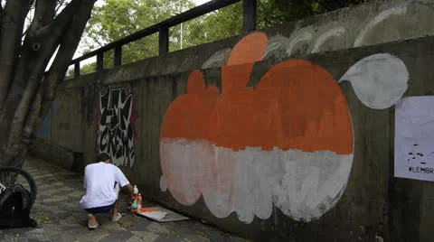 Graffiti on overpass Stock Footage 27208551