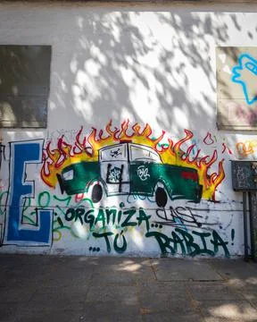 Graffiti pacos burning Stockfoto's
