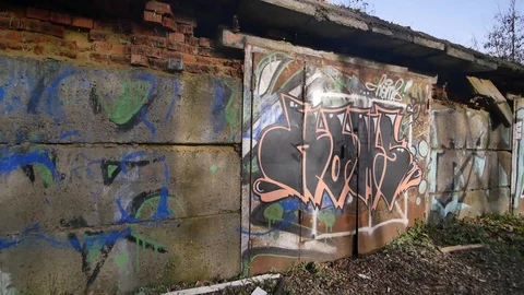 Graffiti Painted in old Walls Stock Footage 86453465