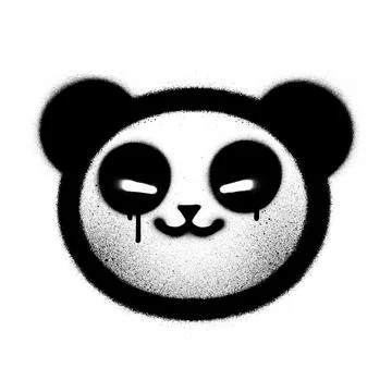 Graffiti panda sprayed in black over white Stock Illustration