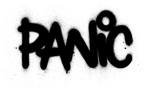 Graffiti panic word sprayed in black over white Stock Illustration