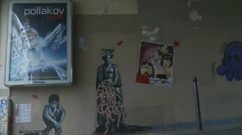 Graffiti in Paris one Stock Footage 5164007