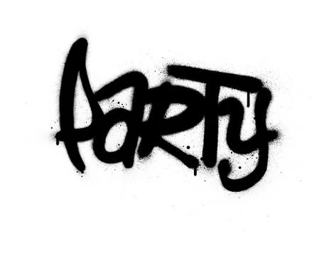 Graffiti party word sprayed in black over white Stock Illustration
