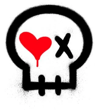 Graffiti passionate skull icon sprayed over white Illustrazione stock