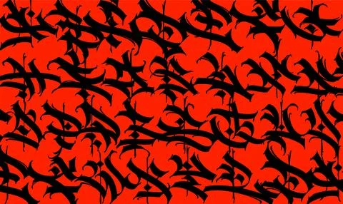 Graffiti pattern, background. Vector. Graffiti, tags in Gothic medieval style Stock Illustration