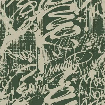 Graffiti pattern. Seamless grunge lettering. Vector background Stock Illustration