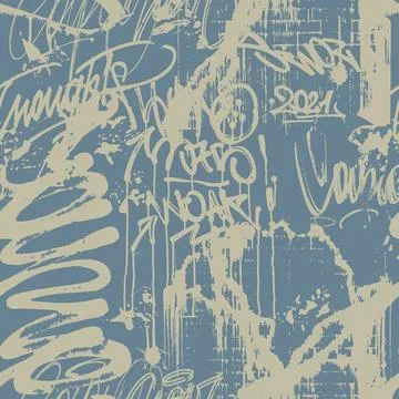 Graffiti pattern. Seamless grunge text print. Vector background Stock Illustration