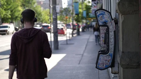 Graffiti on a pay phone 스톡 동영상 77261871
