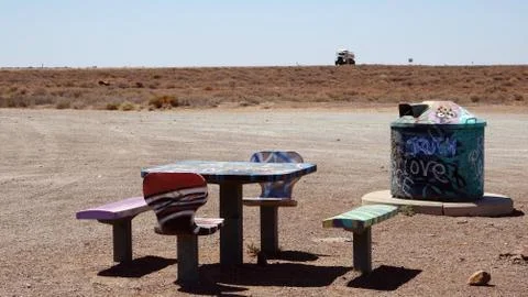 Graffiti Picnic Table Stock Photos