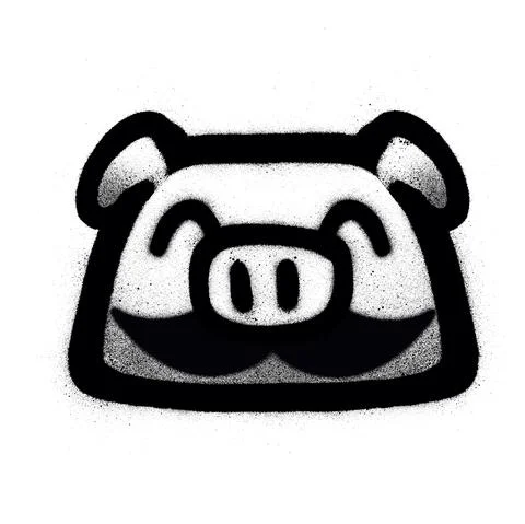 Graffiti pig with a mustache sprayed in black Stock Illustration