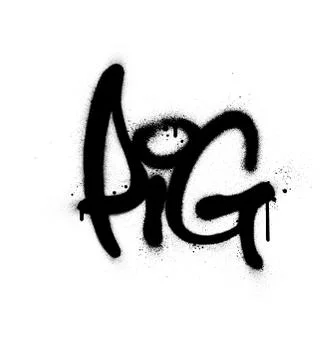 Graffiti pig word sprayed in black over white Stock Illustration
