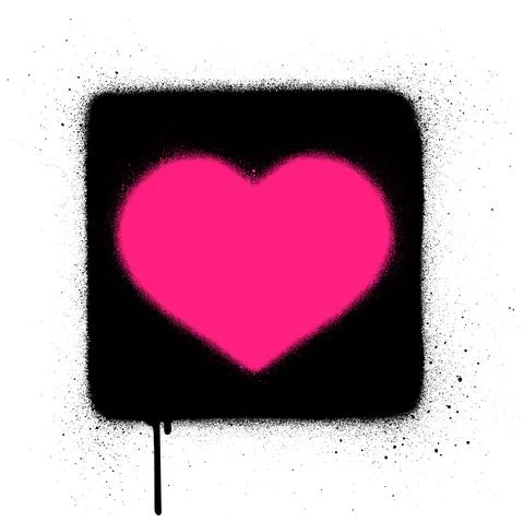 Graffiti pink heart icon sprayed over black heart Stock Illustration