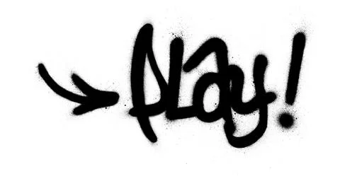 Graffiti play word sprayed in black over white Stock Illustration