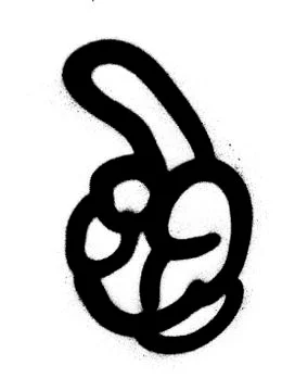 Graffiti pointing hand sprayed in black over white Stock Illustration