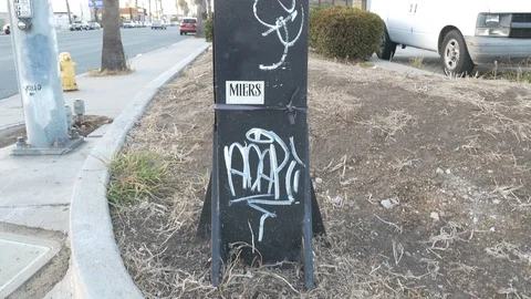 Graffiti On Pole Stock Footage 123452389