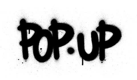 Graffiti pop up text sprayed in black over white Illustrazione stock