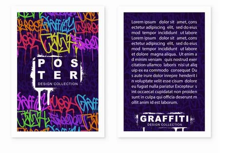 Graffiti poster background with marker letters, bright colored banner Stock Illustration