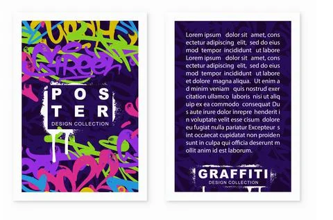 Graffiti poster background with marker letters, bright colored banner Stock Illustration