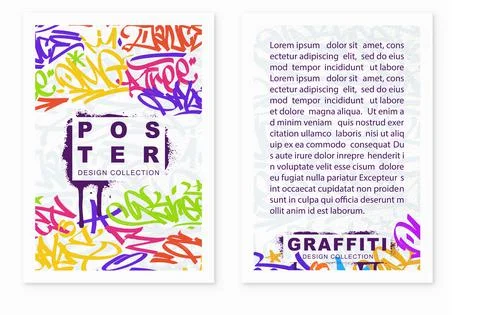 Graffiti poster background with marker letters, bright colored banner Stock Illustration