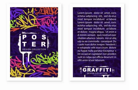 Graffiti poster background with marker letters, bright colored banner Stock Illustration